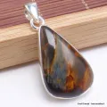 Pendentif asymétrique en Pietersite qualité AAA gris fauve - Pendentifs pierres naturelles