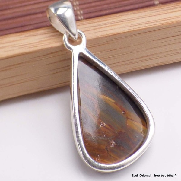 Pendentif asymétrique en Pietersite qualité AAA gris fauve Pendentifs pierres naturelles BK89.3