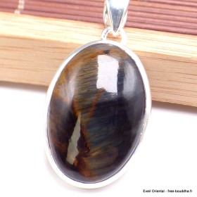 Pendentif oval en Pietersite qualité AAA gris fauve 