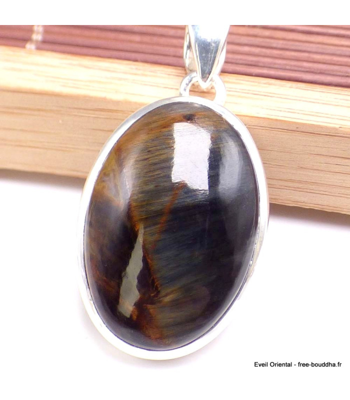 Pendentif oval en Pietersite qualité AAA gris fauve-cz Pendentifs pierres naturelles BK89.4-a