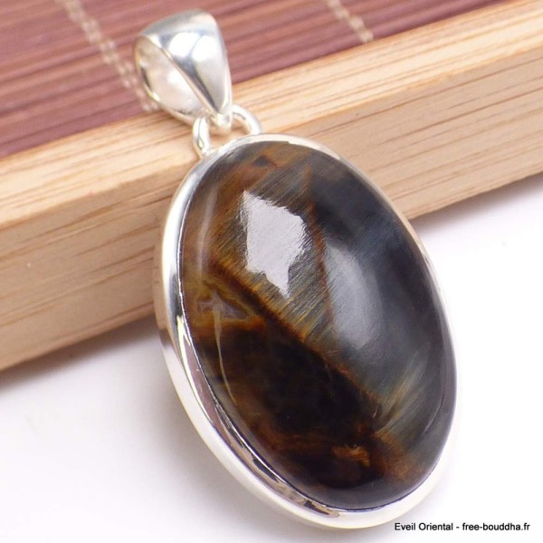 Pendentif oval en Pietersite qualité AAA gris fauve-cz Pendentifs pierres naturelles BK89.4-a