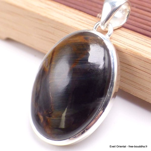 Pendentif oval en Pietersite qualité AAA gris fauve-cz Pendentifs pierres naturelles BK89.4-a