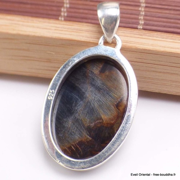 Pendentif oval en Pietersite qualité AAA gris fauve-cz Pendentifs pierres naturelles BK89.4-a