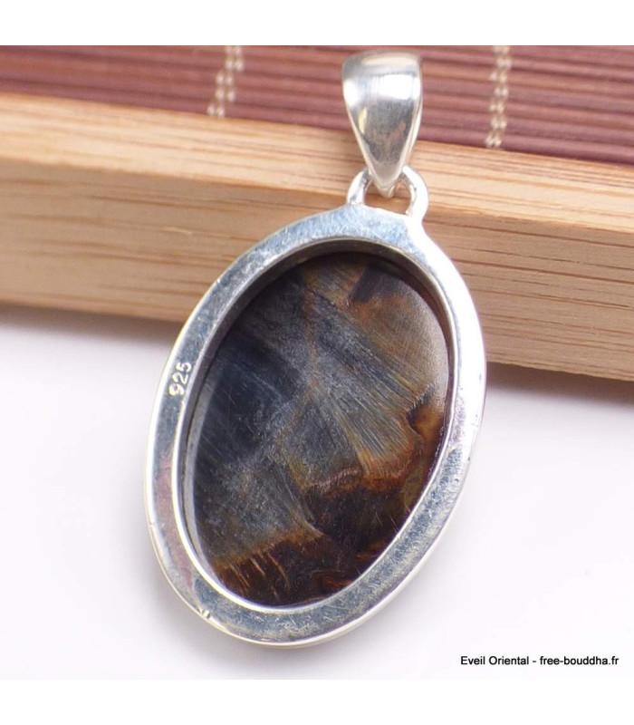 Pendentif oval en Pietersite qualité AAA gris fauve-cz Pendentifs pierres naturelles BK89.4-a
