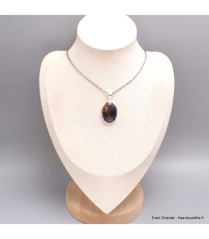 Pendentif oval en Pietersite qualité AAA gris fauve-cz Pendentifs pierres naturelles BK89.4-a