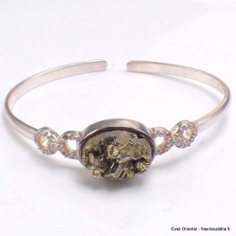 Bracelet jonc en Pyrite dorée et zirconium 