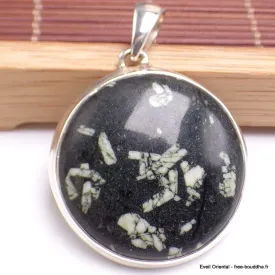 Gros pendentif rond en Jaspe Calligraphie - Bijoux en Jaspe