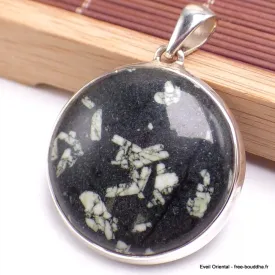 Gros pendentif rond en Jaspe Calligraphie - Bijoux en Jaspe