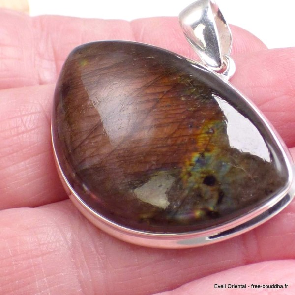 Gros pendentif Labradorite violette semi-rond Pendentifs pierres naturelles BK93