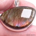 Gros pendentif Labradorite violette semi-rond Pendentifs pierres naturelles BK93