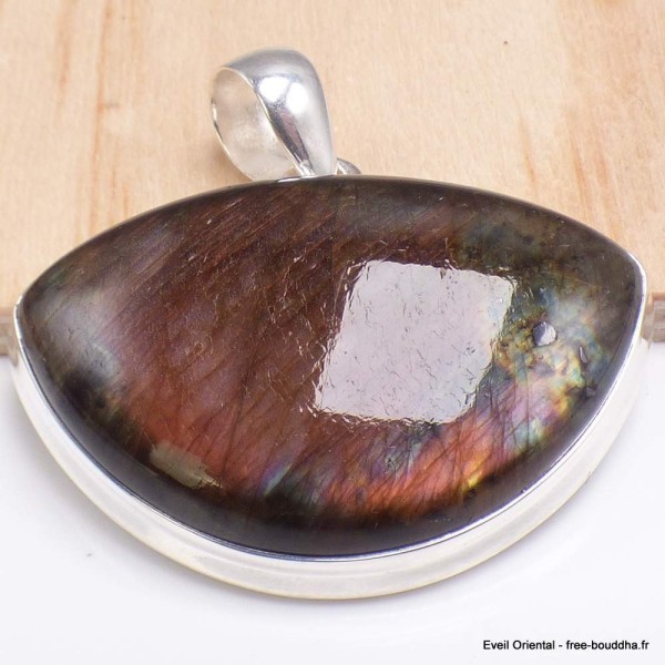 Gros pendentif Labradorite violette semi-rond Pendentifs pierres naturelles BK93
