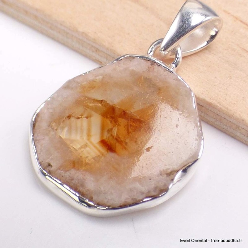 Pendentif en vraie Citrine Stalactite forme libre 