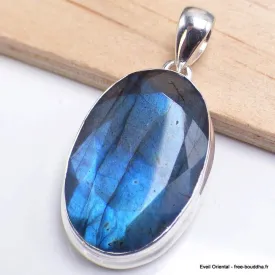 Pendentif oval Labradorite bleue facettée grade AAA - Pendentifs pierres naturelles