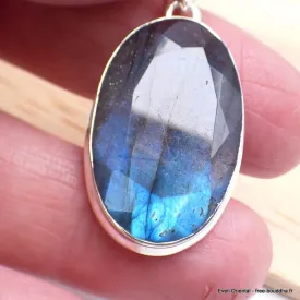 Pendentif oval Labradorite bleue facettée grade AAA - Pendentifs pierres naturelles