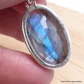 Pendentif oval Labradorite bleue facettée grade AAA - Pendentifs pierres naturelles