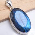 Pendentif oval Labradorite bleue facettée grade AAA Pendentifs pierres naturelles BK96.1