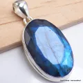 Pendentif oval Labradorite bleue facettée grade AAA - Pendentifs pierres naturelles
