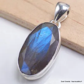 Petit Pendentif oval Labradorite bleue facettée grade AAA - Pendentifs pierres naturelles