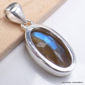 Petit Pendentif oval Labradorite bleue facettée grade AAA 