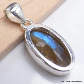 Petit Pendentif oval Labradorite bleue facettée grade AAA - Pendentifs pierres naturelles