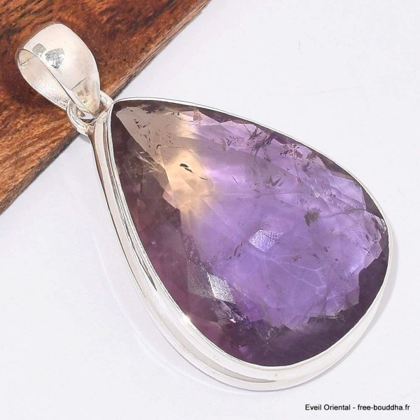 Gros pendentif goutte Ametrine facettée grade AAA Bijoux en Amétrine BK98.2