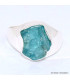 Bague chevalière Apatite bleu néon taille 61 Bijoux en Apatite bleue BK100.2
