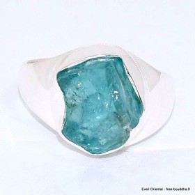 Bague chevalière Apatite bleu néon taille 61 Bijoux en Apatite bleue BK100.2