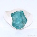 Bague chevalière Apatite bleu néon taille 61 Bijoux en Apatite bleue BK100.2