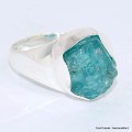 Bague chevalière Apatite bleu néon taille 61 Bijoux en Apatite bleue BK100.2