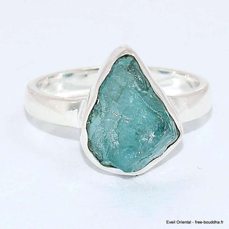 Bague chevalière Apatite bleu néon taille 61 