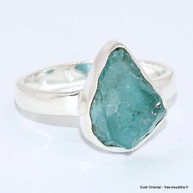 Bague en Apatite bleue néon brute taille 60 Bijoux en Apatite bleue BK100.3