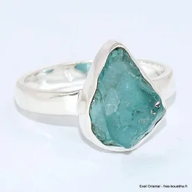 Bague en Apatite bleue néon brute taille 60 - Bijoux en Apatite bleue