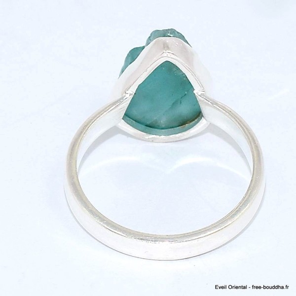 Bague en Apatite bleue néon brute taille 60 Bijoux en Apatite bleue BK100.3