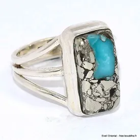 Bague Turquoise Mohave Pyrite (composite) taille 55 - Bijoux en Turquoise