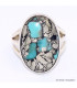 Bague Turquoise Mohave sur Pyrite ovale taille 57 Bijoux en Turquoise BK101.2