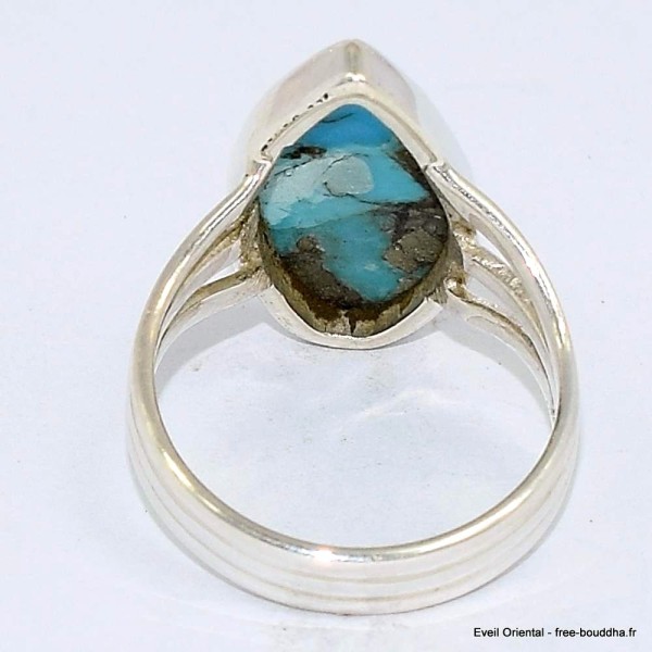 Bague Turquoise Mohave sur Pyrite marquise taille 52 Bijoux en Turquoise BK101.4