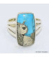 Bague Turquoise Mohave sur Pyrite rectangulaire taille 55 Bijoux en Turquoise BK101.5