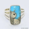 Bague Turquoise Mohave sur Pyrite rectangulaire taille 55 Bijoux en Turquoise BK101.5