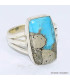 Bague Turquoise Mohave sur Pyrite rectangulaire taille 55 Bijoux en Turquoise BK101.5