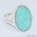 Bague ovale en Amazonite du Pérou taille 63 Bijoux en Amazonite BK102.2