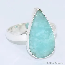 Bague Amazonite du Pérou forme goutte taille 58/59 - Bijoux en Amazonite