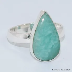 Bague Amazonite du Pérou forme goutte taille 55 - Bijoux en Amazonite