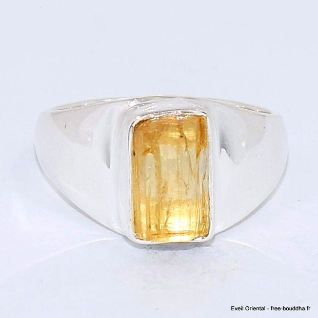 Chevalière Topaze jaune impériale brute taille 55-ag Bagues pierres naturelles BK103