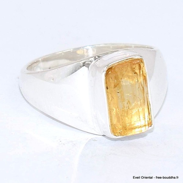 Chevalière Topaze jaune impériale brute taille 55-ag Bagues pierres naturelles BK103