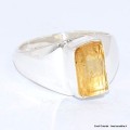 Chevalière Topaze jaune impériale brute taille 55-ag Bagues pierres naturelles BK103