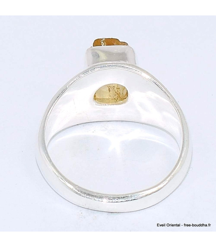 Chevalière Topaze jaune impériale brute taille 55-ag Bagues pierres naturelles BK103