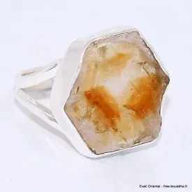Bague Citrine tranche 2 anneaux taille 58/59 - Bijoux en Citrine