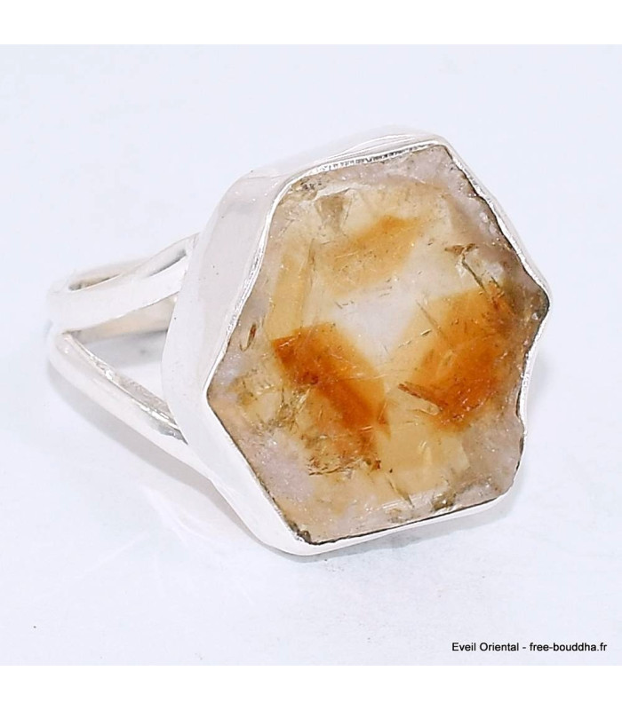 Bague Citrine tranche 2 anneaux taille 58/59 Bijoux en Citrine BK104.2