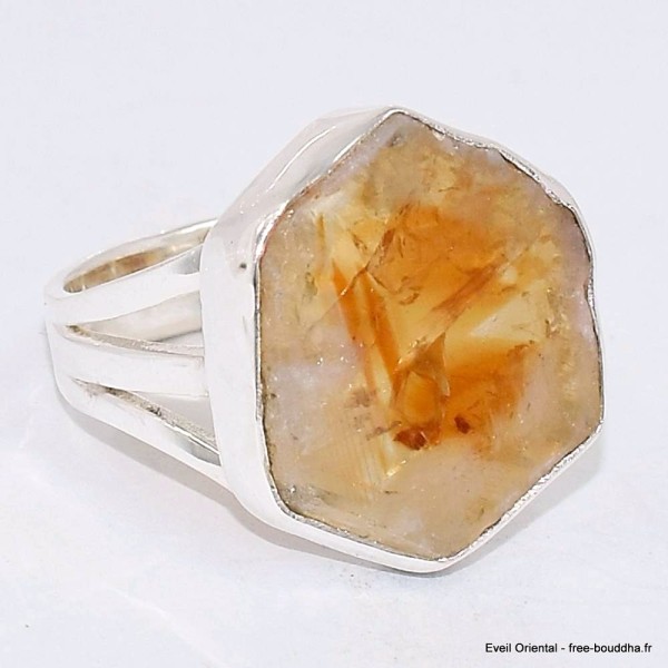 Bague Citrine stalactite 3 anneaux taille 59 Bijoux en Citrine BK104.5