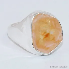 Chevalière en Citrine stalactite taille 55 - Bijoux en Citrine